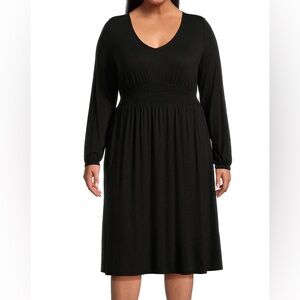 Smock Waist Dress with Long Sleeves